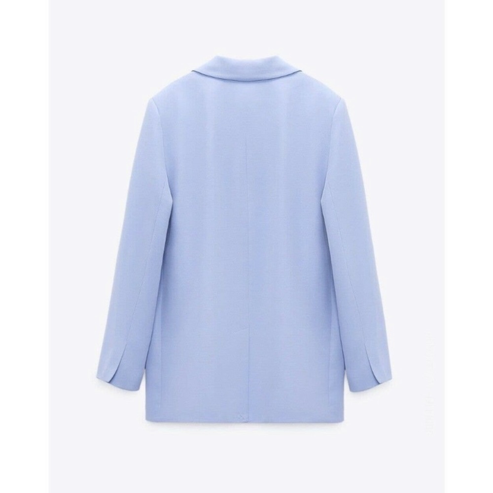 NWT Zara Oversize Straight Cut Blue Blazer Pockets Medium - Picture 10 of 16
